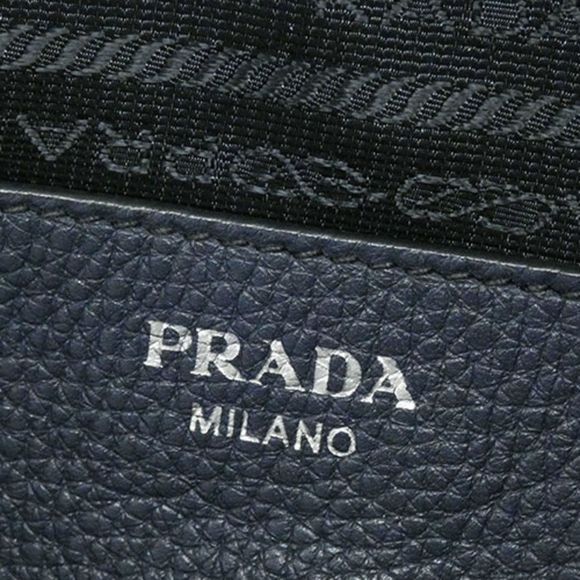 Prada Saffiano Lux 2 Way Handbag Shoulderbag Silver Hardware Navy - Picture 9 of 10
